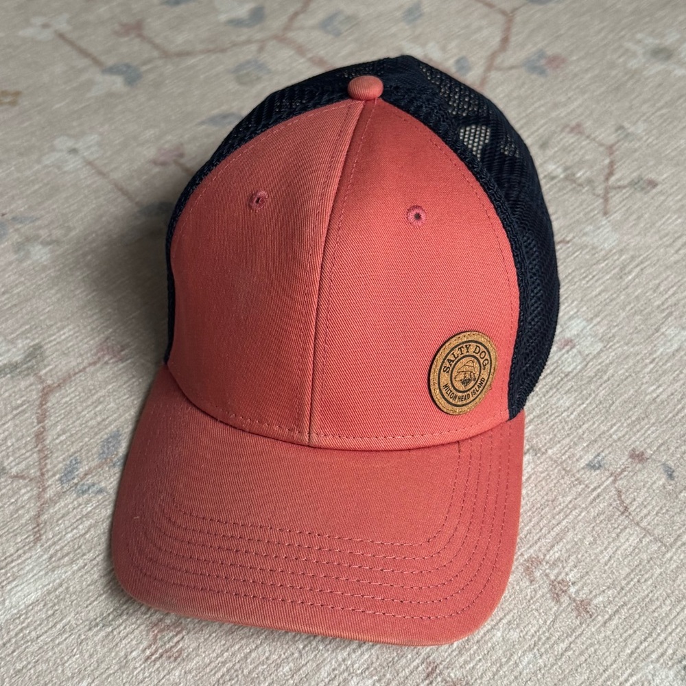 Coral and Navy Salty Dog Baseball Cap